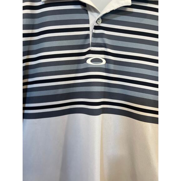 OAKLEY MENS POLO GOLF COLLARED SHORT SLEEVE SHIRT REGULAR FIT SZ M GRAY & BLACK - Picture 3 of 12